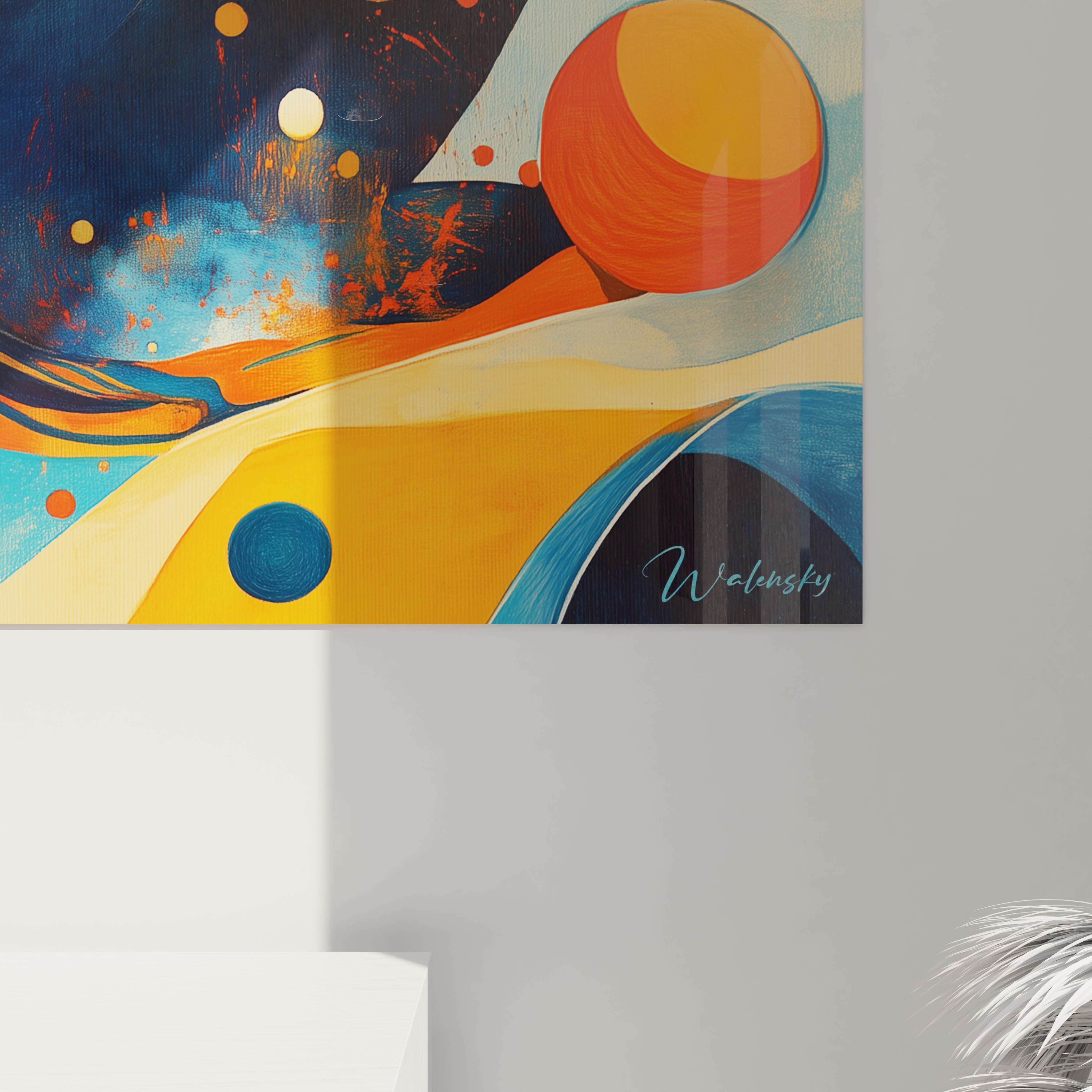 Tableau géométrique abstrait de Walensky avec des formes colorées et dynamiques
