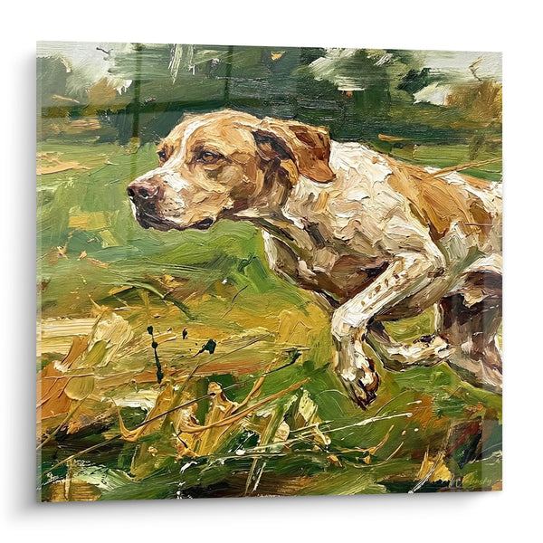 Cuadro de Perro Rojo Tendido en la Hierba - Descanso Campestre - Edición Pointer Inglés