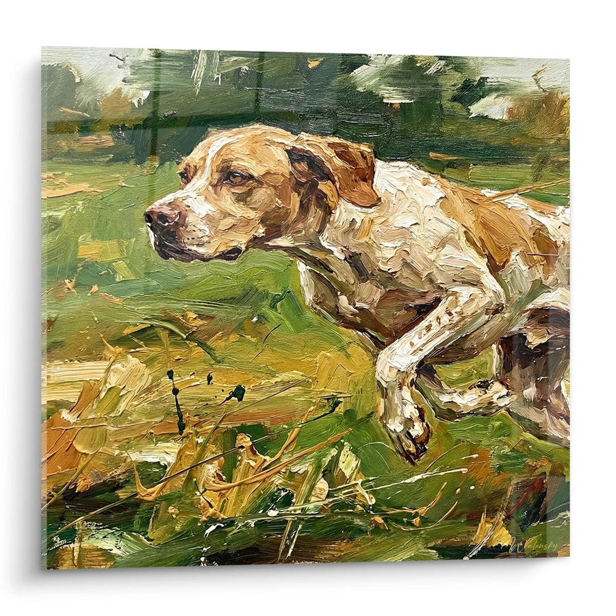 Tableau Chien Roux Allongé dans l'Herbe - Repos Champêtre - Edition Pointer Anglais