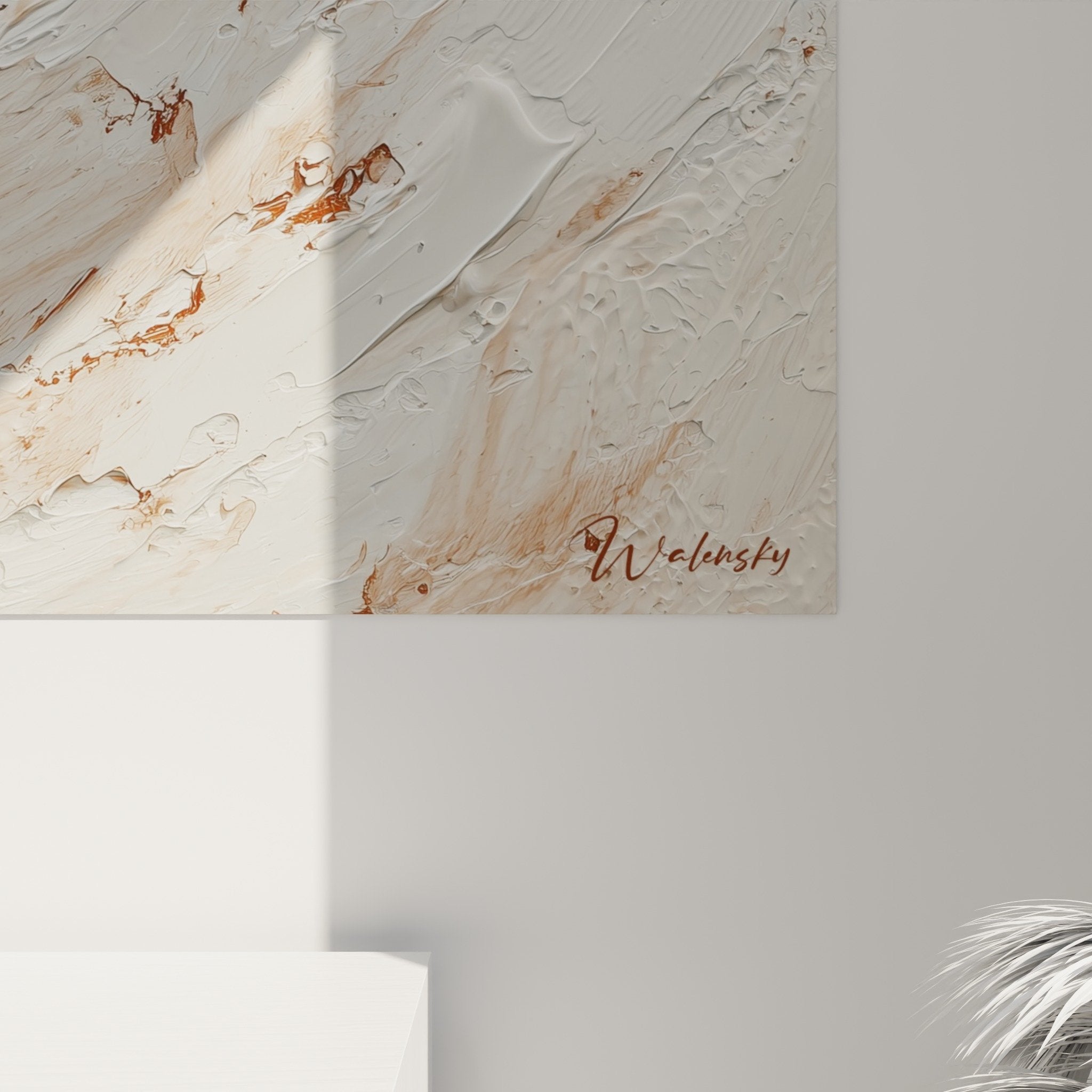 Perspektivische Ansicht abstraktes Gemälde Erde Weiß dickes Material Feng-Shui-Dekoration Erdmitte modernes Design