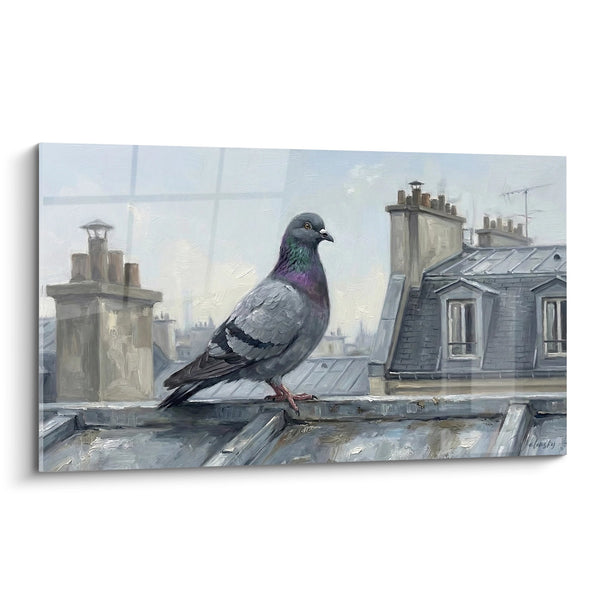 Tabel Prieel op Parijse Daken met Grijs en Paarse Tinten - Stedelijke Rust - Editie Pigeon