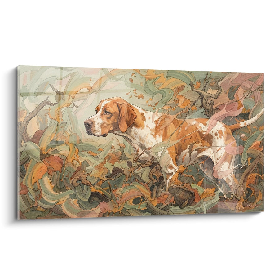 Tableau Pointer Anglais dans Feuillage Automnal - Repos du Chasseur - Edition Pointer Anglais