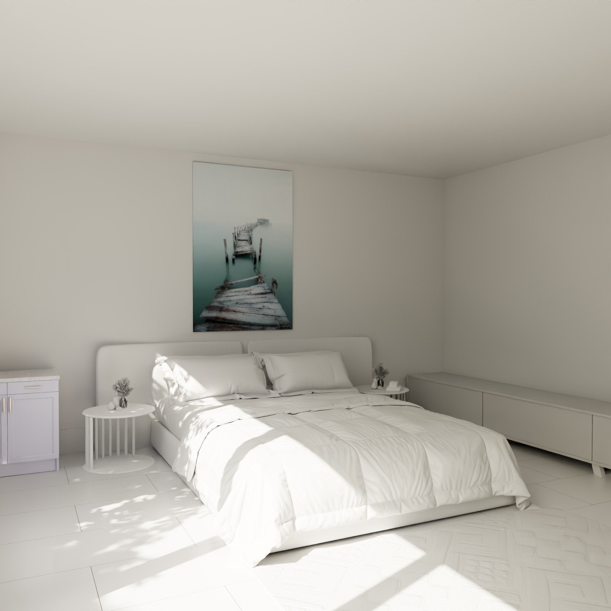 Pier mist painting bedroom wall decoration feng shui north water soothing atmosphere