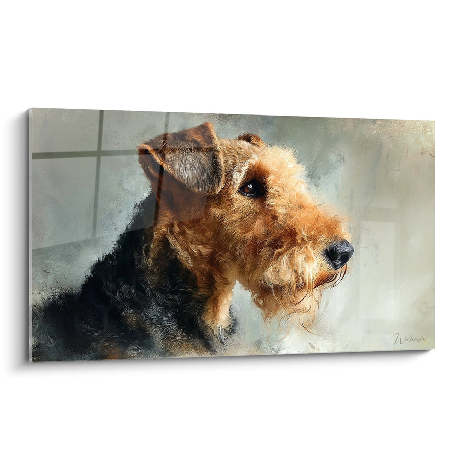 Tableau Portrait Canin Expressif aux Tons Dorés - Regard Noble - Edition Airedale Terrier