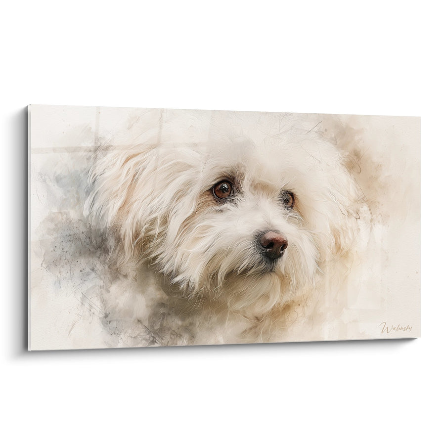 Tableau Bichon Frisé Yeux Tendres Aquarelle - Portrait Émouvant - Edition Bichon Frisé