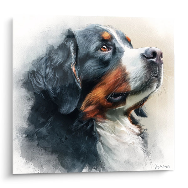 Cuadro Retrato Acuarela con Ojos Ámbar - Mirada Contemplativa - Edición Boyero de Berna