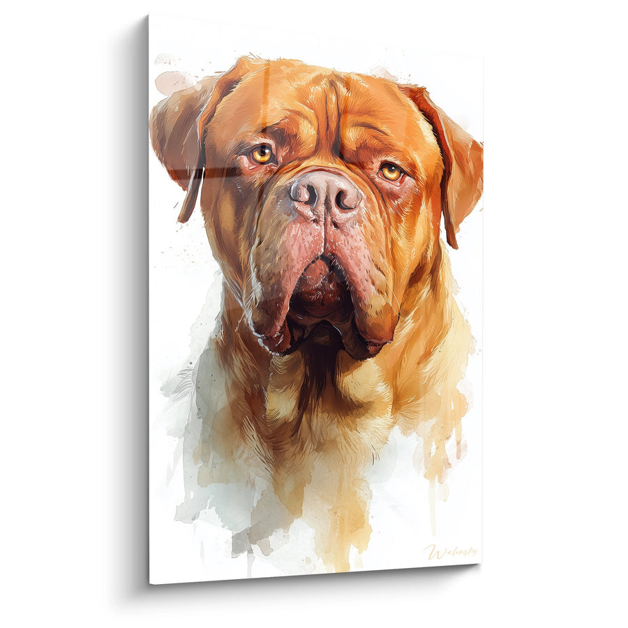 Tableau Portrait de Dogue aux Tons Orangés - Regard Expressif - Edition Dogue de Bordeaux