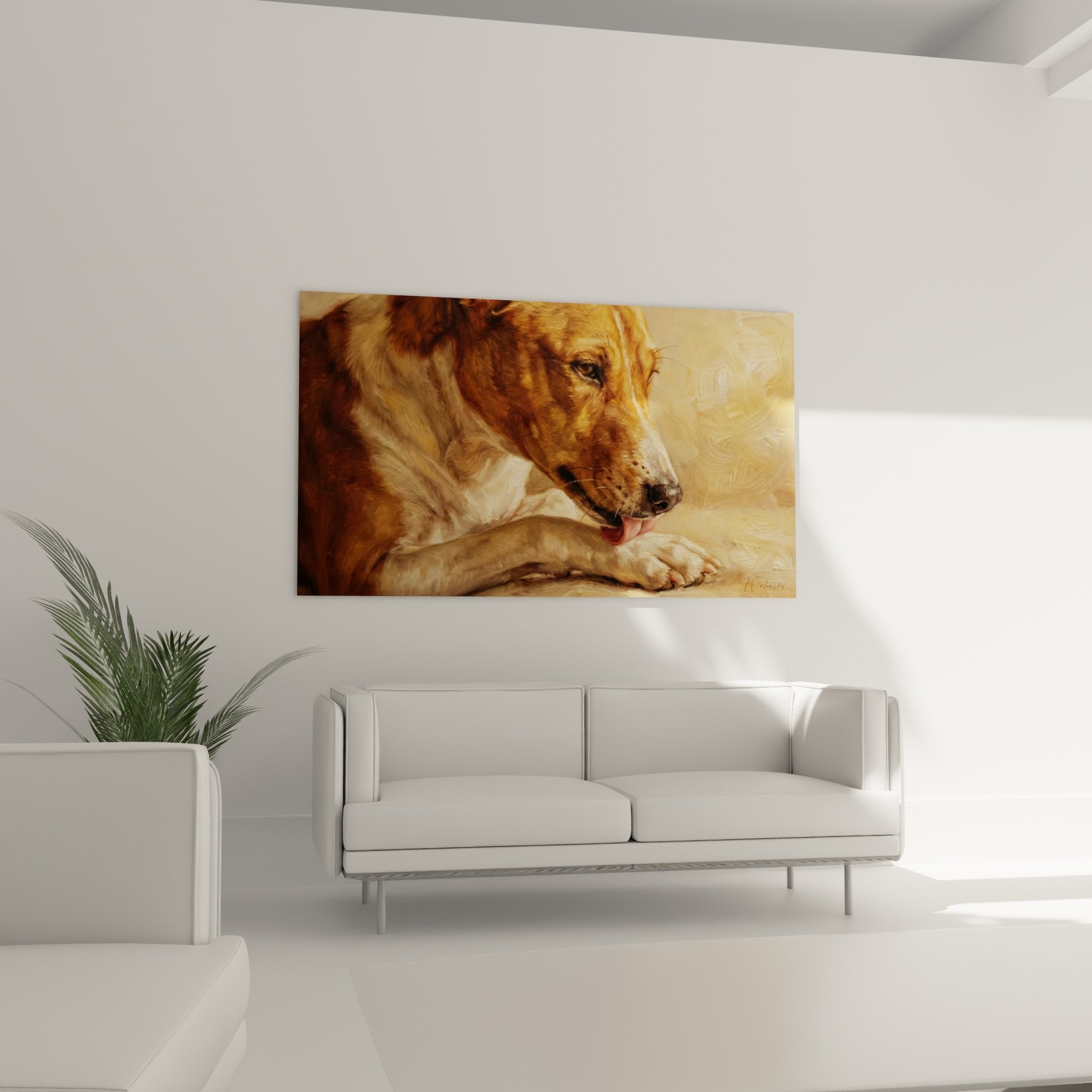 Primo piano ritratto Basenji mantello rosso dorato sguardo espressivo tecnica pittorica dettagliata