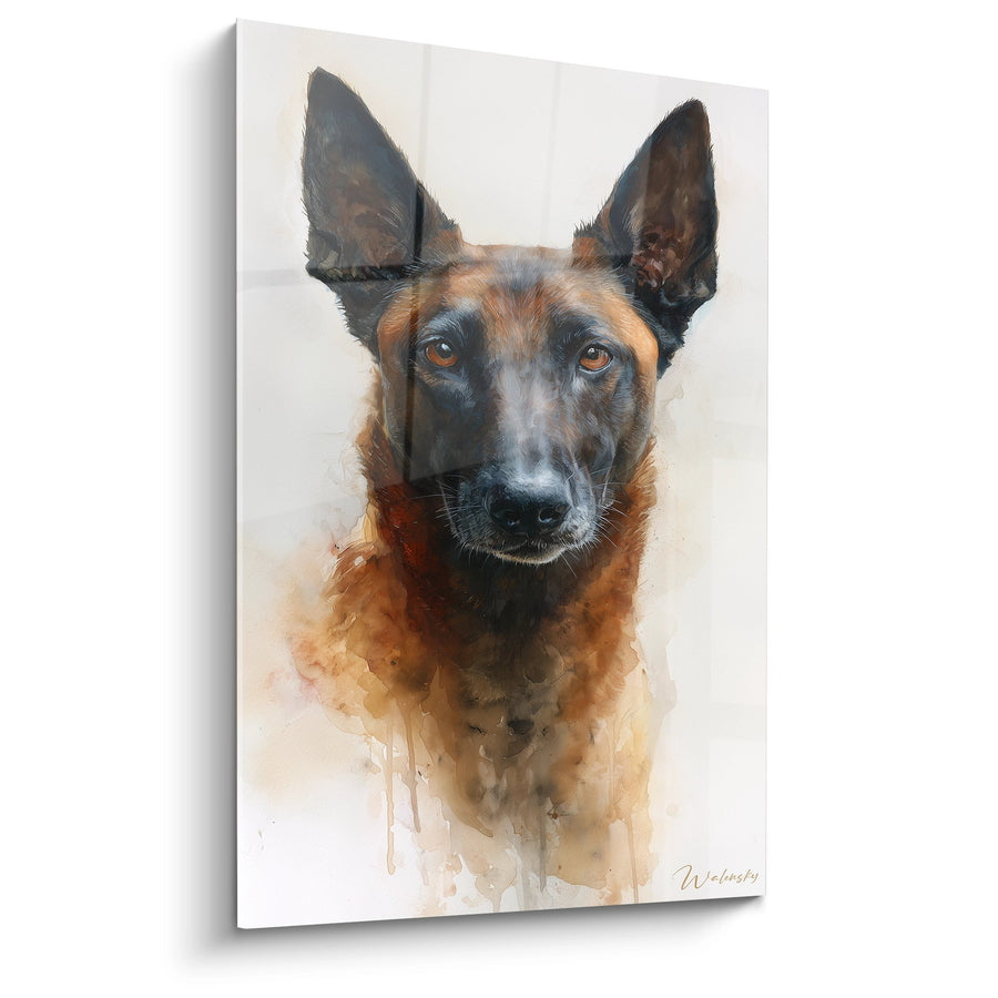 Tableau Portrait Berger Belge Malinois aux Yeux Ambrés - Regard Intense - Edition Berger Belge Malinois