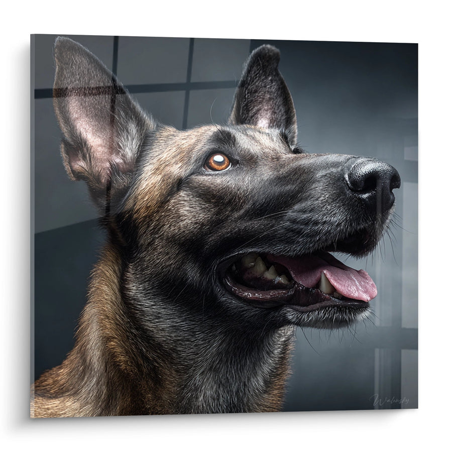 Tableau Portrait de Berger Belge Malinois aux Yeux Ambrés - Regard Perçant - Edition Berger Belge Malinois