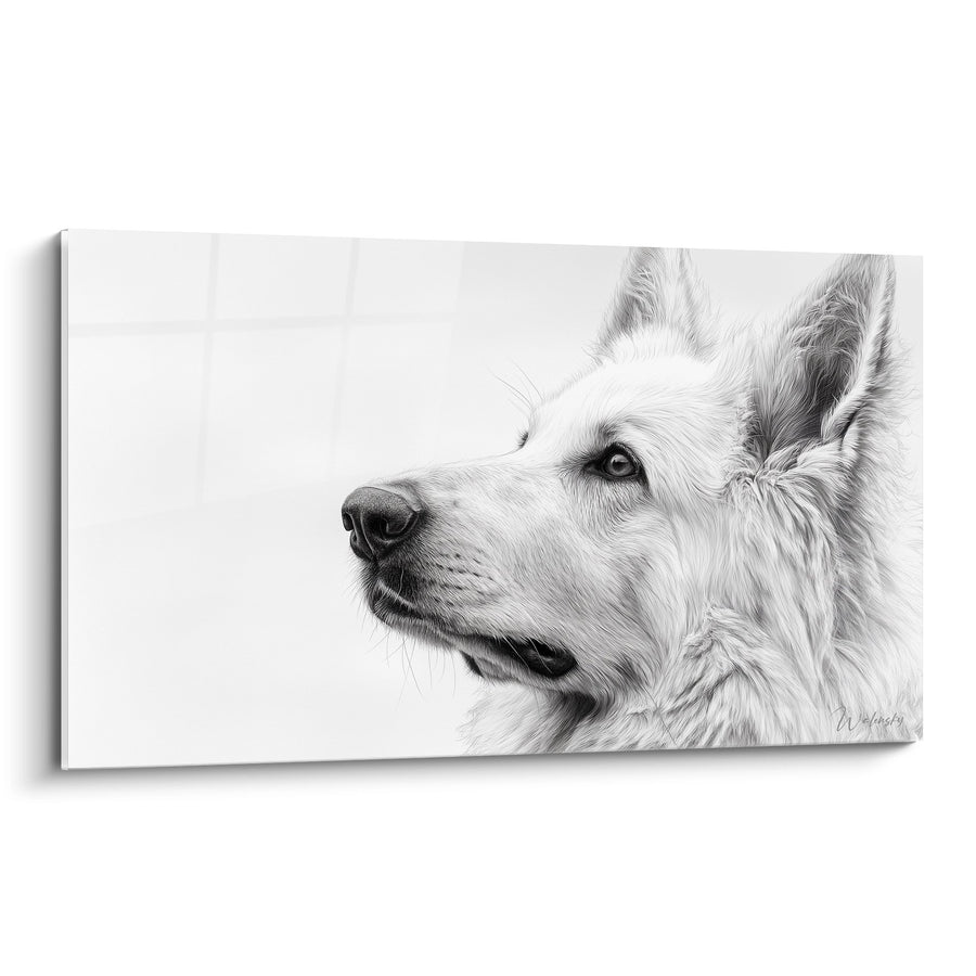 Tableau Portrait de Profil en Noir et Blanc - Regard Noble - Edition Berger Blanc Suisse