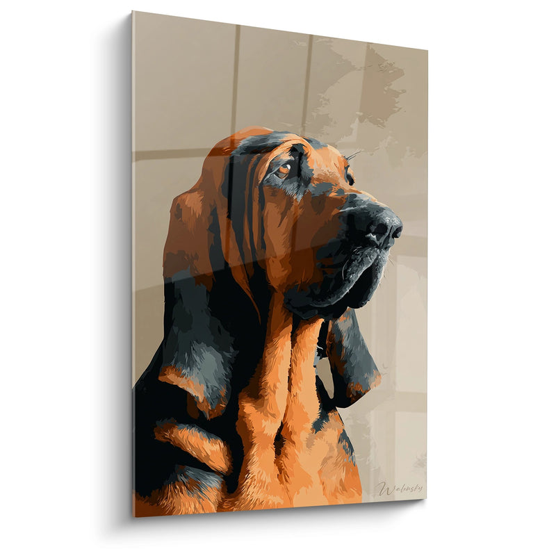 Tableau Chien de Saint-Hubert Portrait Expressif Orange et Noir - Regard Noble - Edition Bloodhound