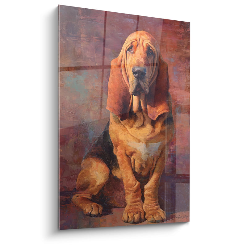Warm-Toned Dog Portrait with Melancholic Expression - Deep Gaze - Bloodhound Edition