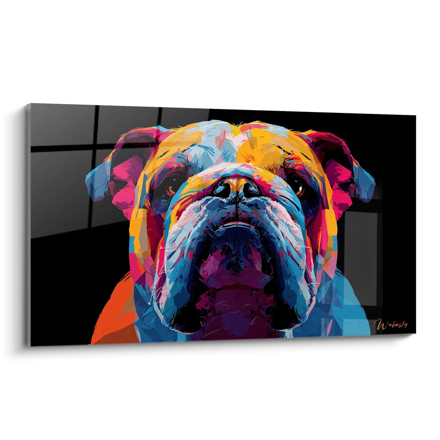 Tableau Bouledogue aux Couleurs Vives et Contrastées - Portrait Explosif - Edition Bouledogue Anglais