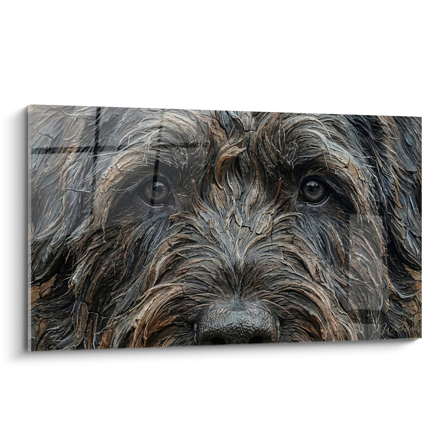 Tableau Portrait Canin aux Poils Bruns et Gris - Regard Profond - Edition Bouvier des Flandres