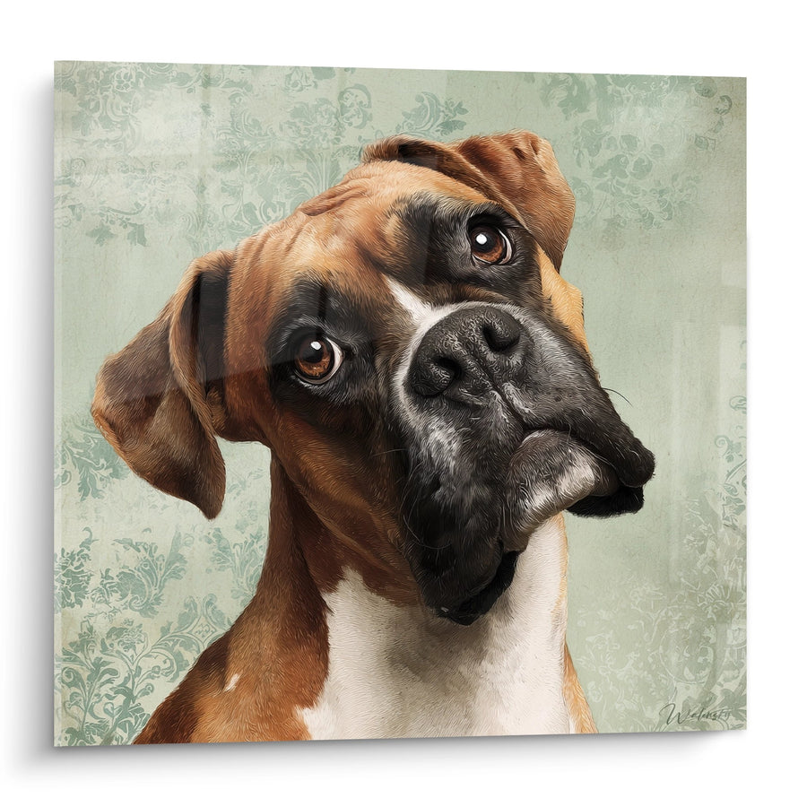 Tableau Portrait Boxer aux Tons Caramel et Noir - Regard Tendre - Edition Boxer