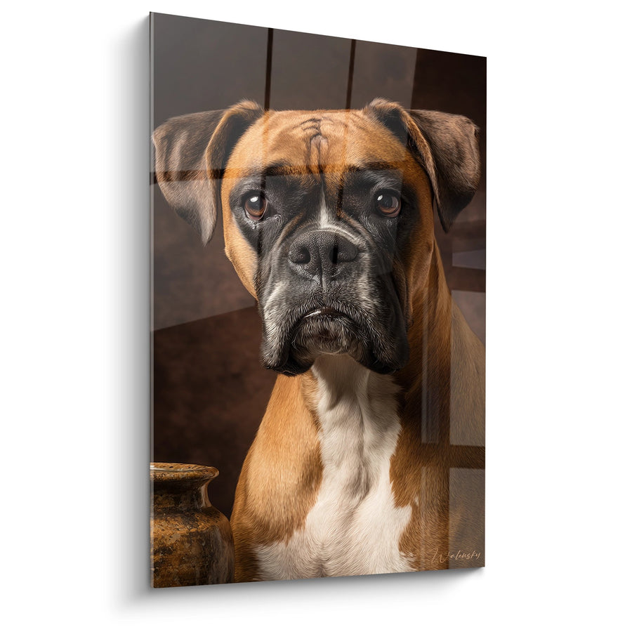 Tableau Portrait de Boxer aux Yeux Expressifs - Regard Noble - Edition Boxer