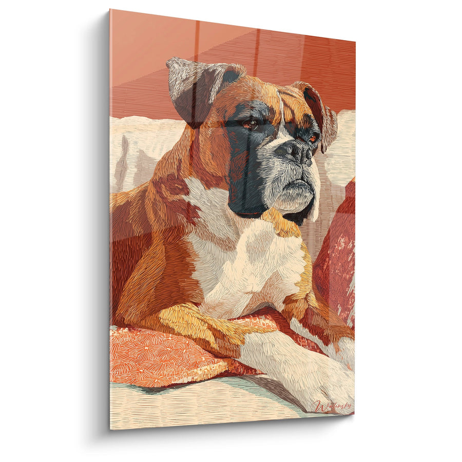 Tableau Portrait de Boxer aux Tons Ocres - Regard Noble - Edition Boxer