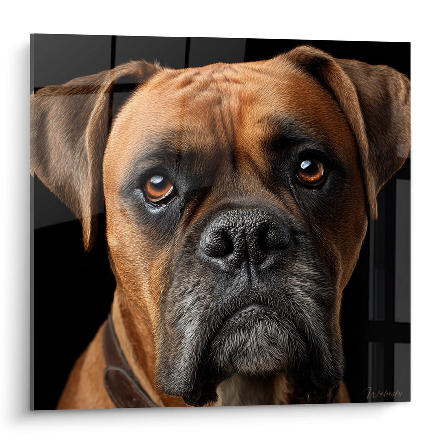 Tableau Portrait de Boxer aux Yeux Ambrés - Regard Intense - Edition Boxer