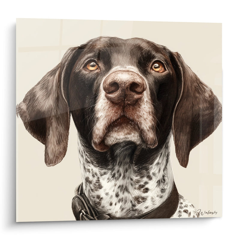 Hundeporträt-Gemälde Braun mit Goldenen Augen - Tiefer Blick - Edition Deutsch Kurzhaar