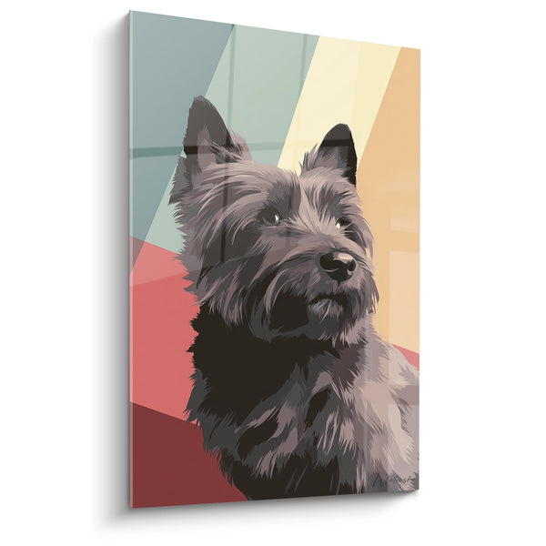 Cuadro Retrato de Perro con Colores Geométricos - Luz Moderna - Edición Cairn Terrier