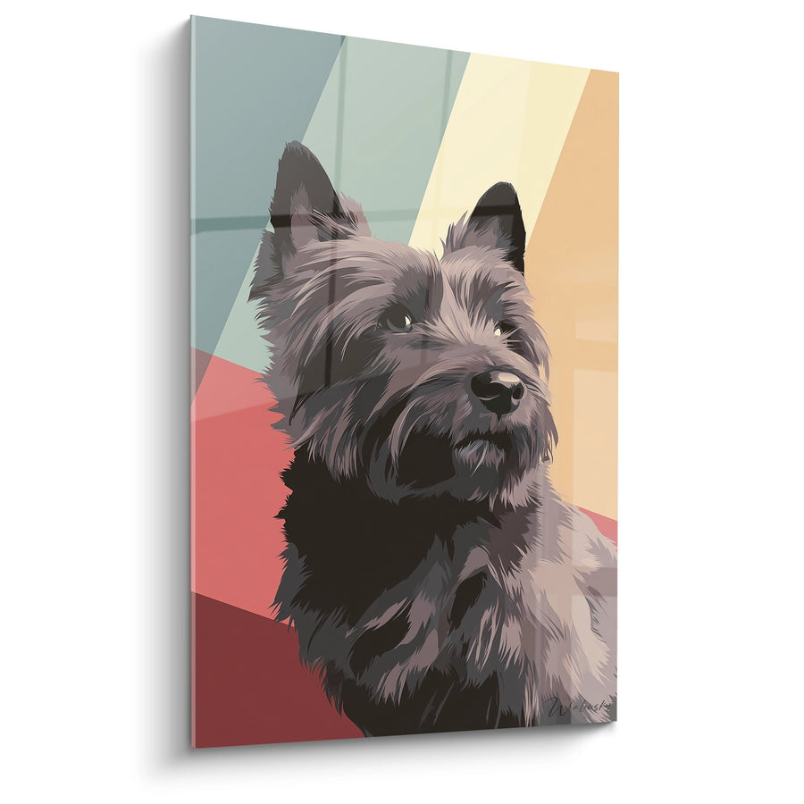 Tableau Portrait de Chien aux Couleurs Géométriques - Lumière Moderne - Edition Cairn Terrier