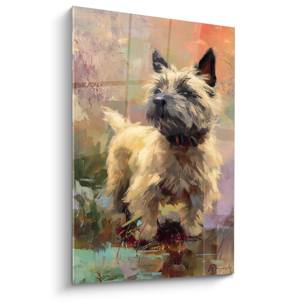 Cuadro de Perro Terrier en Tonos Pastel - Retrato Artístico Expresivo - Edición Terrier de Cairn