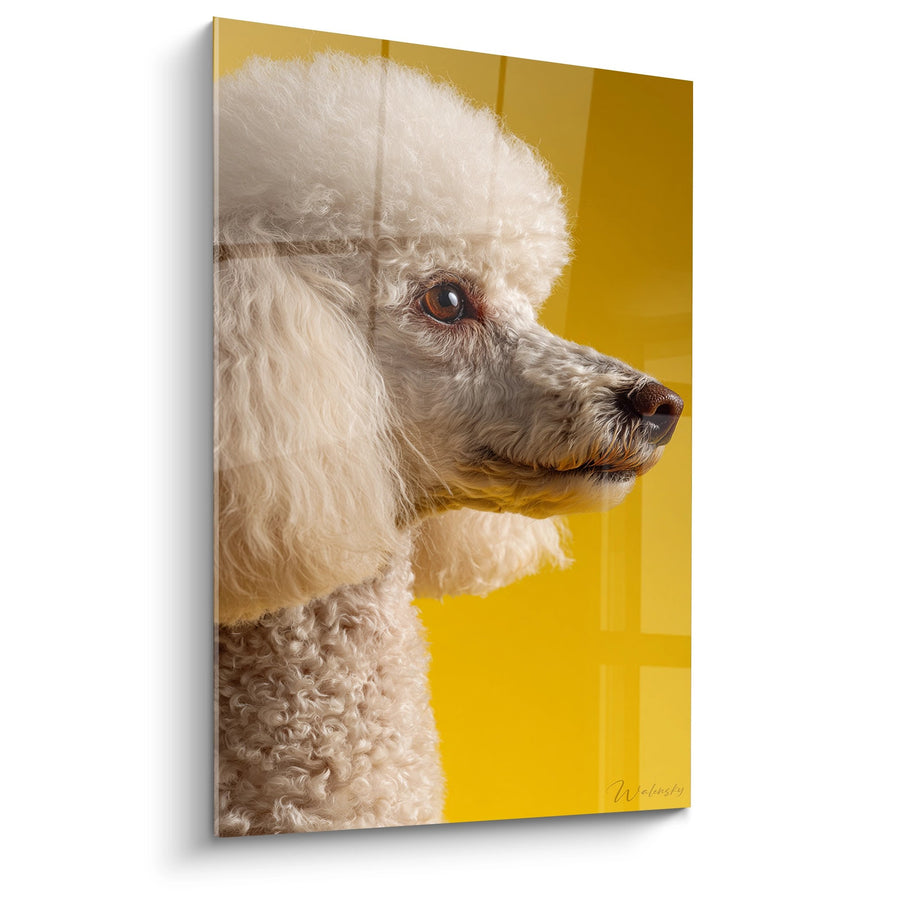 Portret van een Beige Poedel op een Goudgele Achtergrond - Hondse Elegantie - Poedel Editie