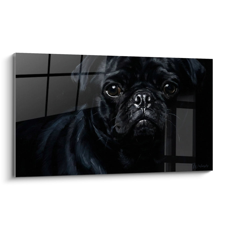 Tableau Portrait de Carlin Noir aux Yeux Dorés - Regard Profond - Edition Carlin