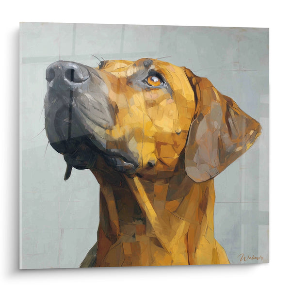 Cuadro de Perro Leonado con Trufa Negra Mirando Hacia Arriba - Retrato Geométrico - Edición Ridgeback de Rhodesia