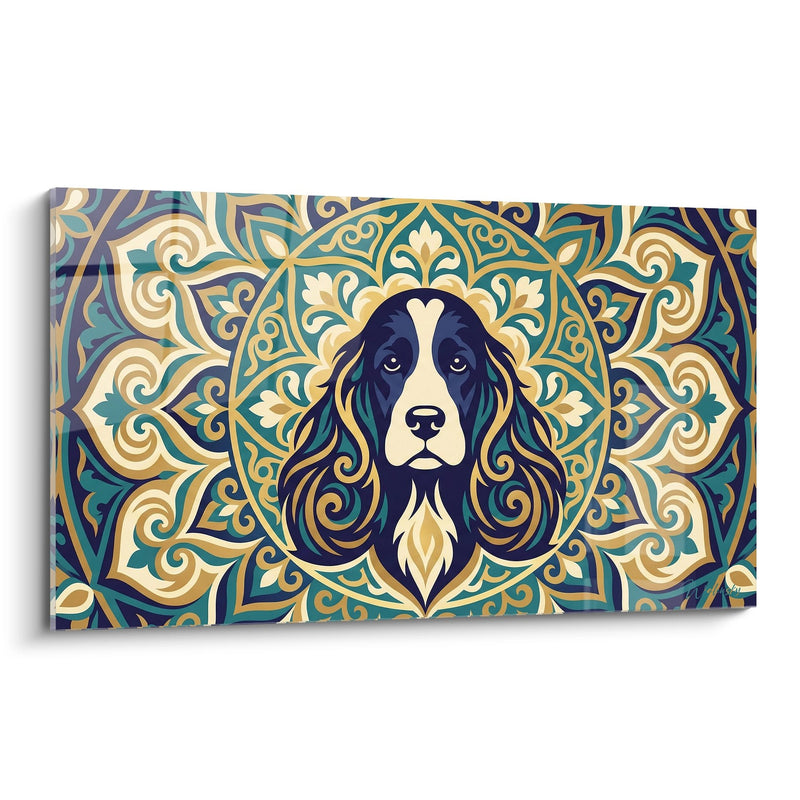 Hundeporträt-Bild mit goldenen Ornamenten - Dekorative Majestät - Edition Englischer Cocker