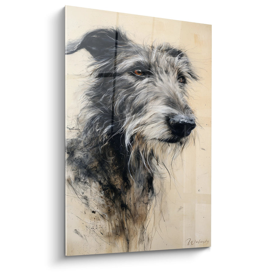 Deerhound Porträtgemälde Grau in Sepiatönen - Majestätischer Ausdruck - Deerhound Edition