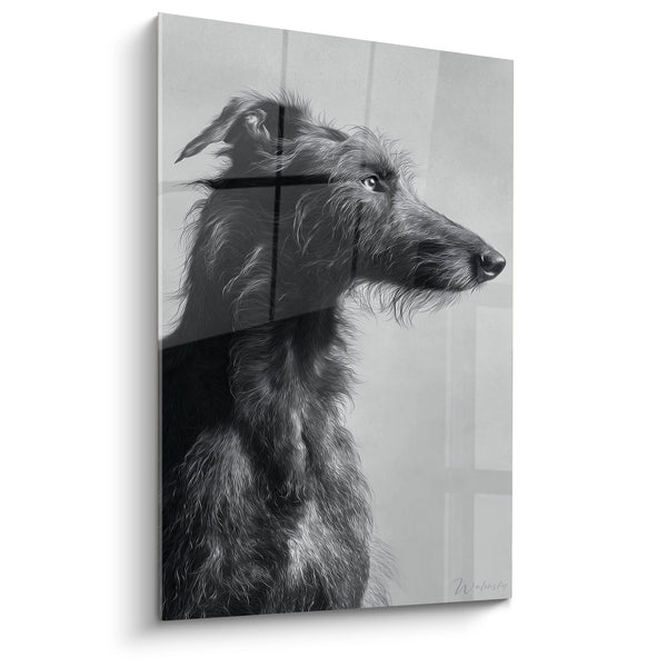 Cuadro Perro Perfil Monocromo Blanco y Negro - Retrato Elegante - Edición Deerhound