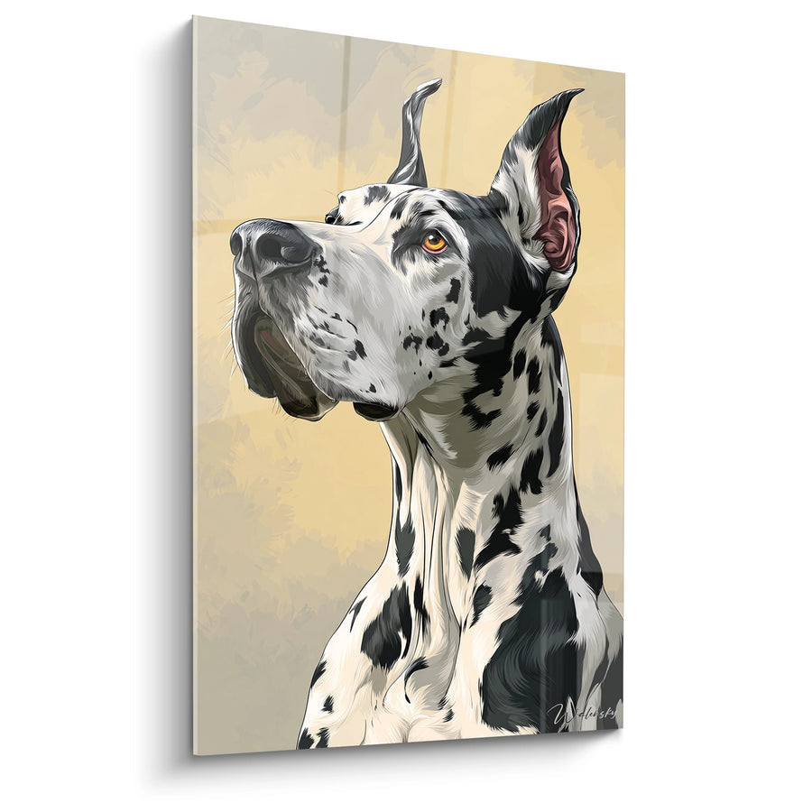 Tableau Dogue Allemand Arlequin Portrait Profil - Regard Contemplatif - Edition Dogue Allemand