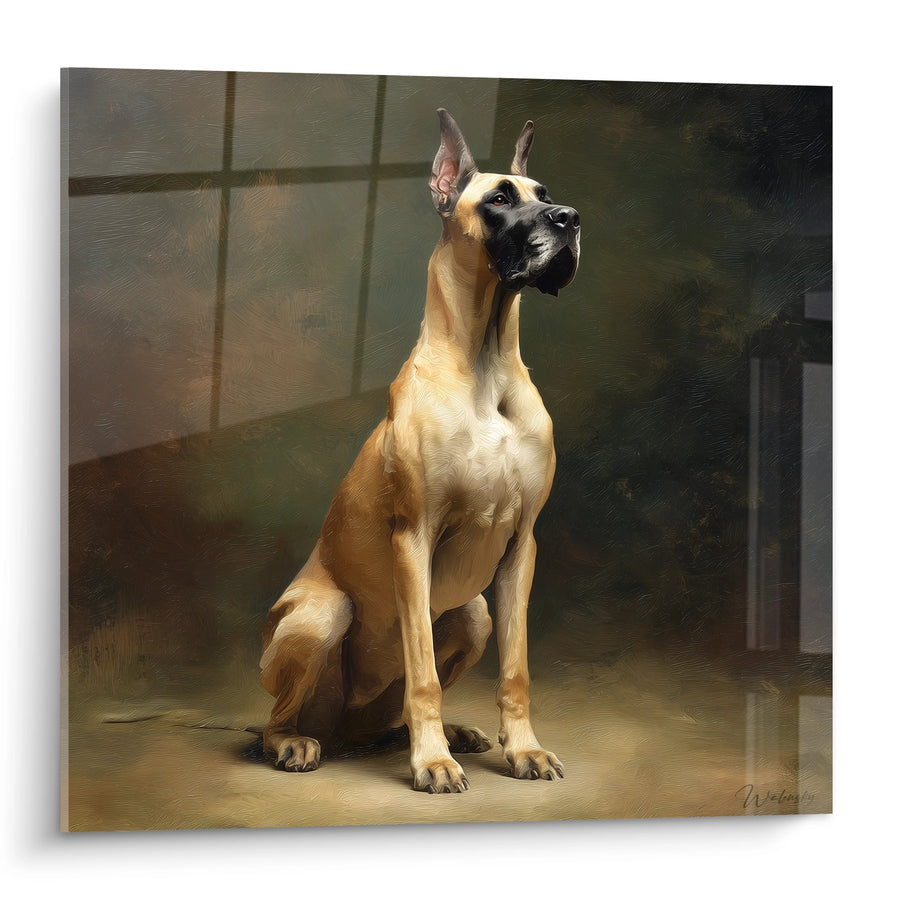 Tableau Dogue Allemand Assis Portrait Élégant - Noblesse Canine - Edition Dogue Allemand