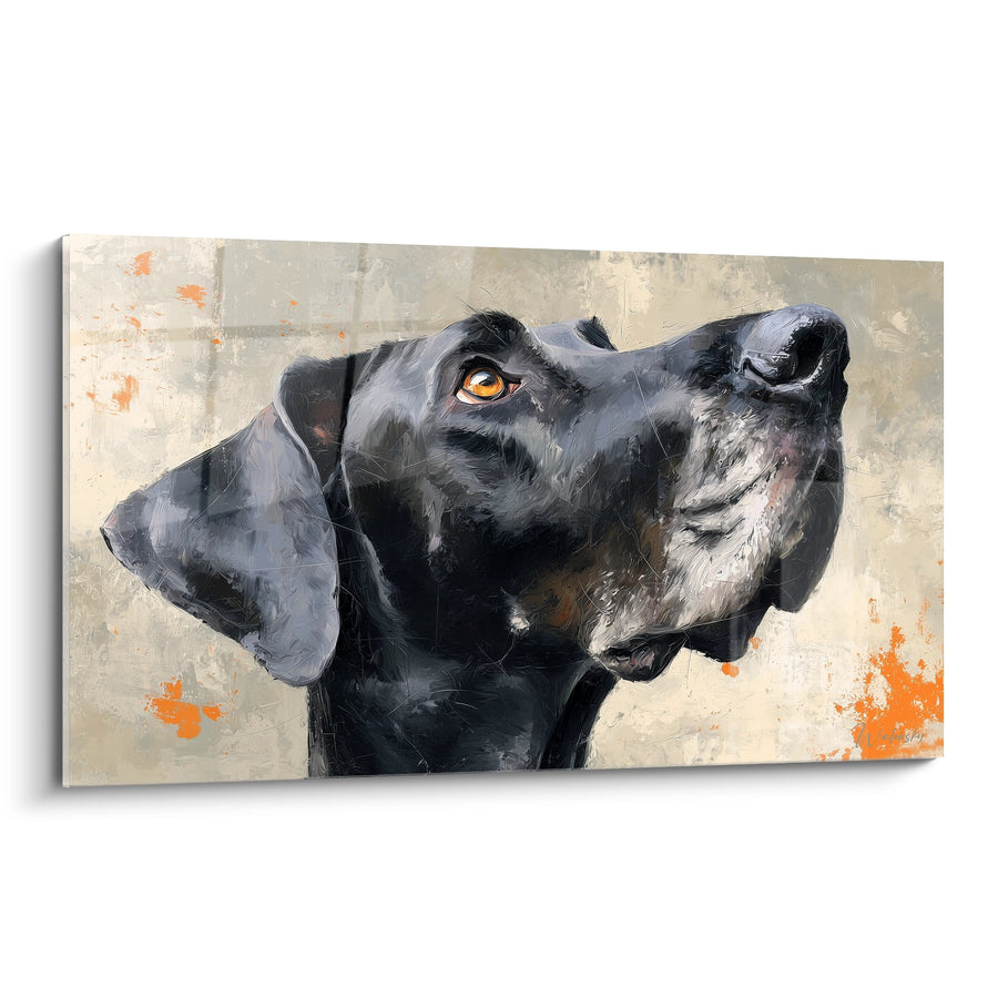 Tableau Portrait Canin Regard Ambré - Élégance Contemporaine - Edition Dogue Allemand