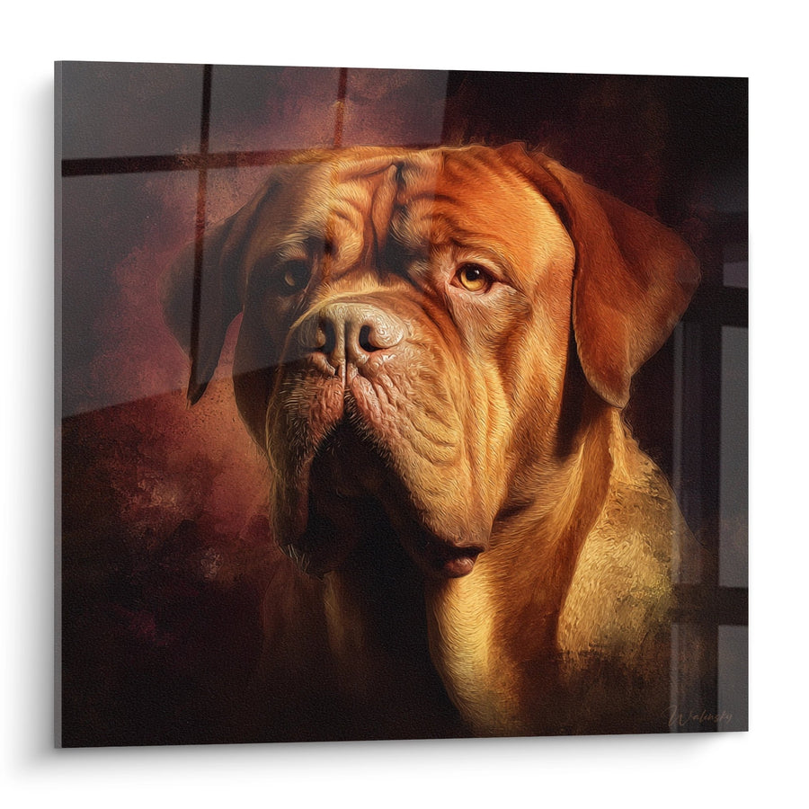 Tableau Dogue de Bordeaux Portrait Majestueux aux Tons Dorés - Regard Noble - Edition Dogue de Bordeaux