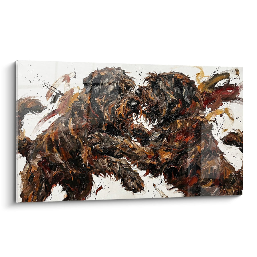 Tableau Portrait Expressionniste aux Tonalités Brunes - Regards Sauvages - Edition Bouvier des Flandres
