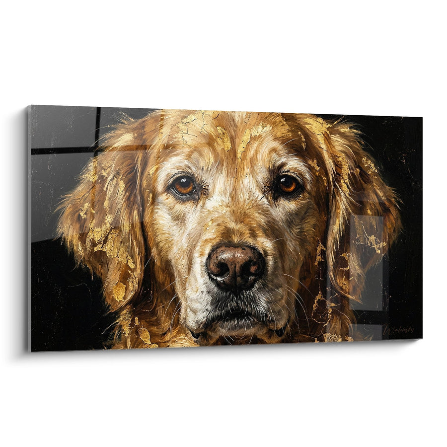 Tableau Portrait Golden Retriever Doré aux Yeux Ambrés - Regard Intense - Edition Tableau Golden Retriever