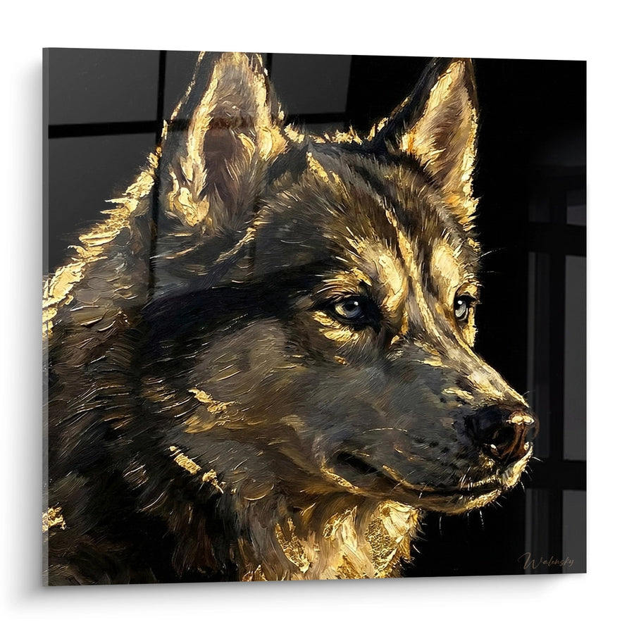 Tableau Portrait de Husky aux Yeux Bleus Perçants - Regard Sauvage - Edition Husky Sibérien