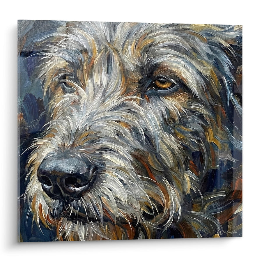 Tableau Portrait Canin au Museau Saisissant - Technique Impressionniste Moderne - Edition Irish Wolfhound