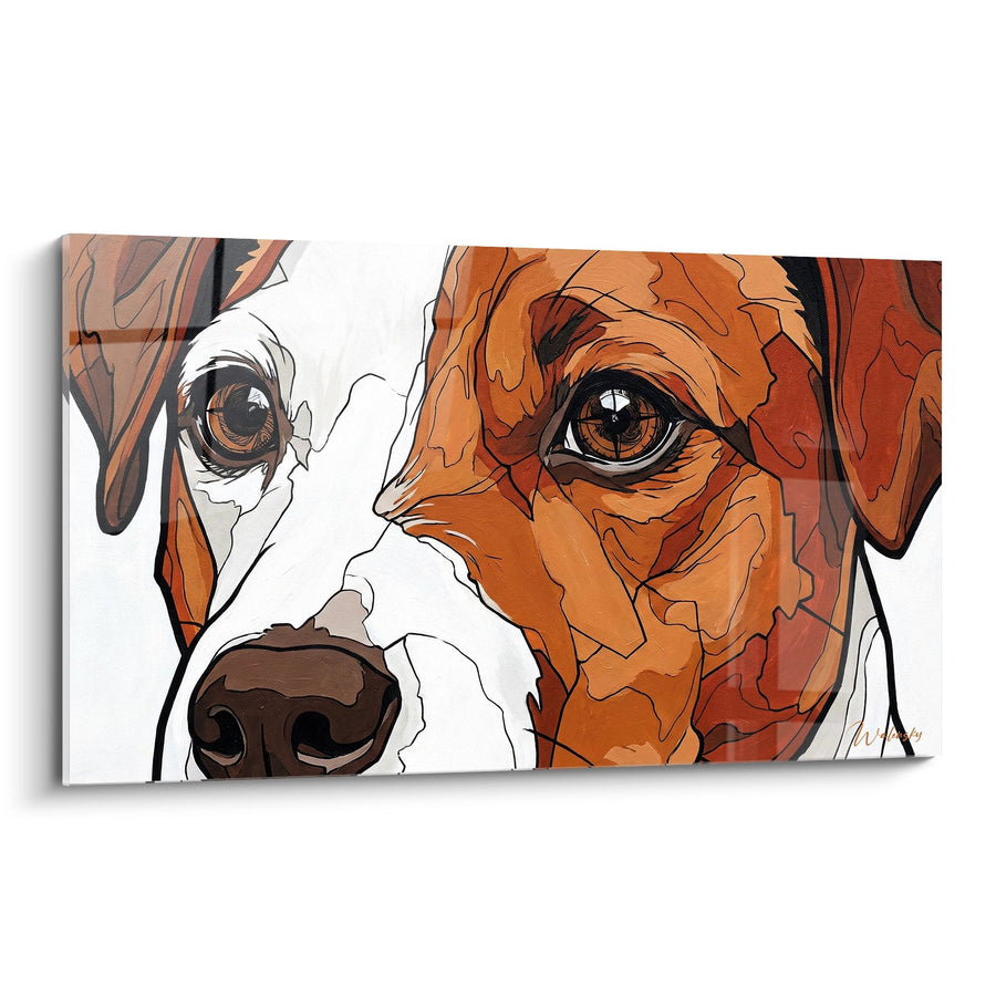 Quadro Ritratto Canino Bicolore dagli Occhi Ambrati - Sguardo Penetrante - Edizione Jack Russel Terrier