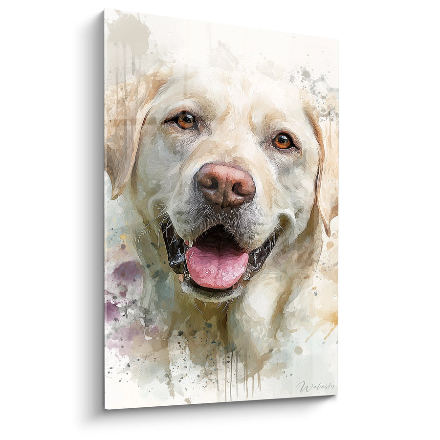 Tableau Portrait Labrador Blanc aux Yeux Dorés - Regard Tendre - Edition Tableau Labrador Retriever