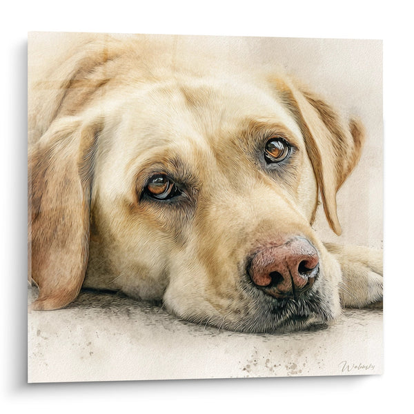 Labrador-Porträt-Wandbild mit sanftem Blick - Hundezärtlichkeit - Edition Labrador-Retriever-Wandbild