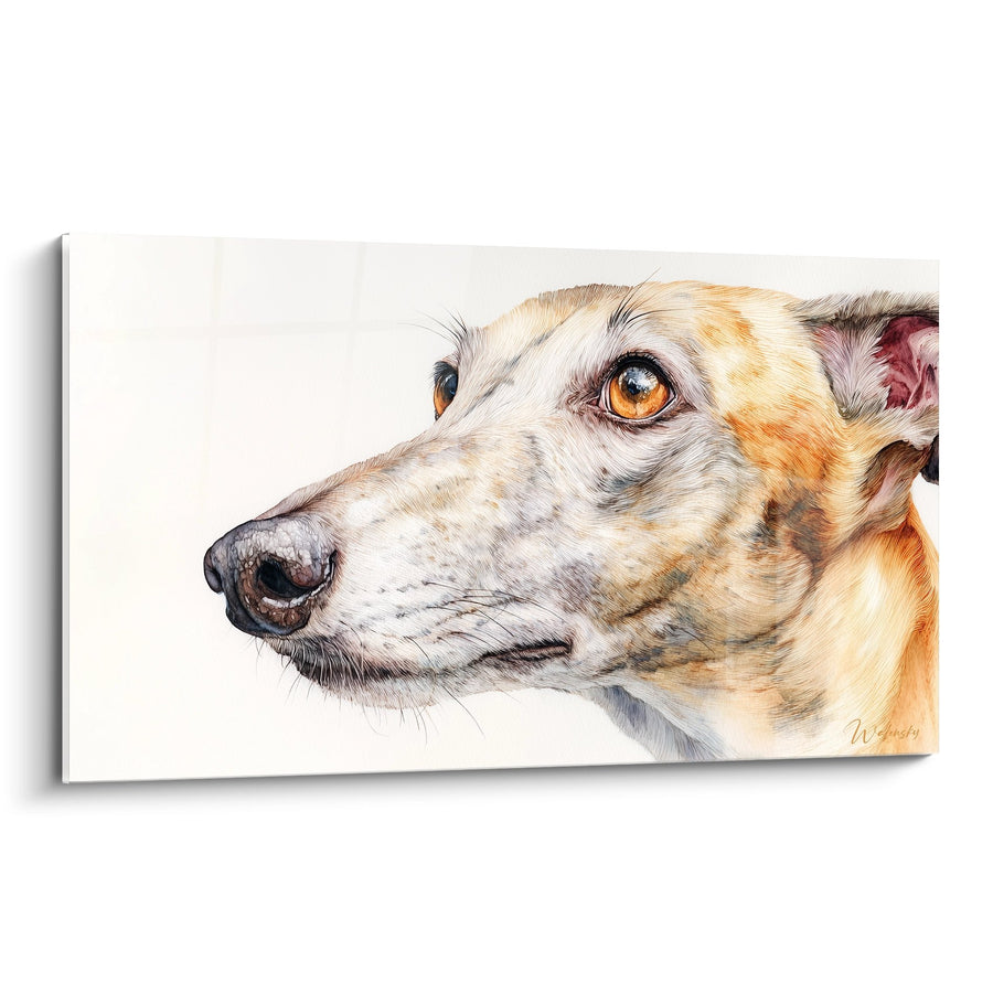 Tableau Portrait de Lévrier aux Yeux Ambrés - Regard Contemplatif - Edition Lévrier Whippet