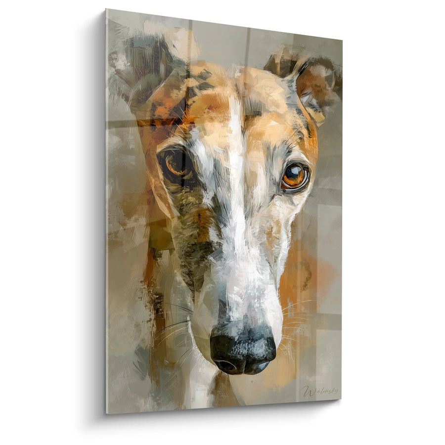 Tableau Portrait de Lévrier aux Yeux Dorés - Regard Contemplatif - Edition Lévrier Whippet