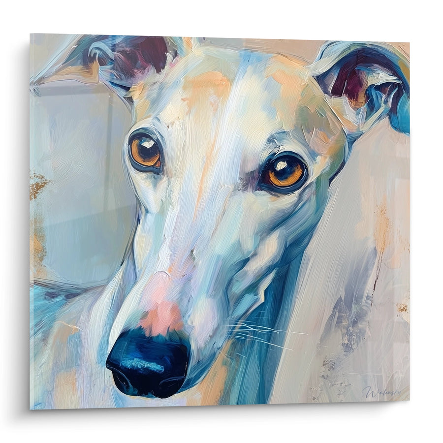 Tableau Portrait de Lévrier aux Yeux Dorés - Regard Intense - Edition Lévrier Whippet