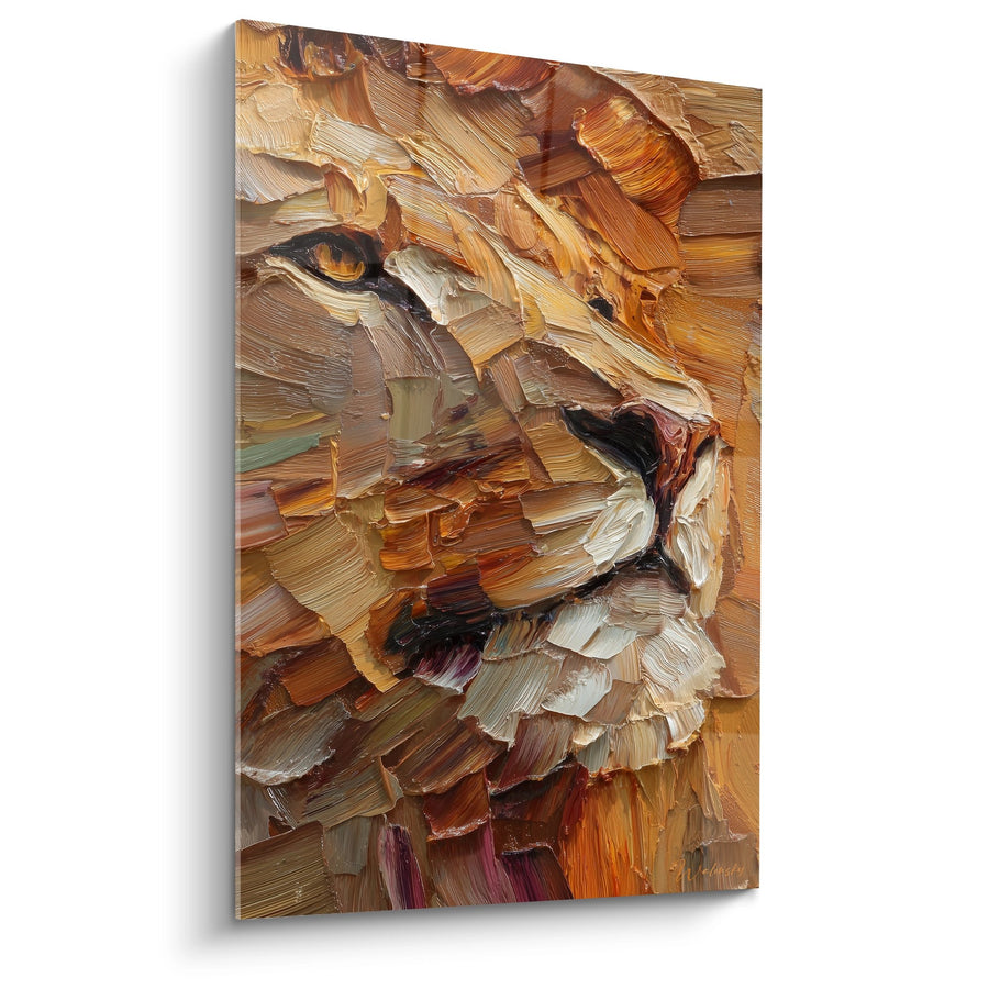 Tableau Lion Impressionniste aux Tons Dorés et Ocres - Majesté Fauve - Edition Lion