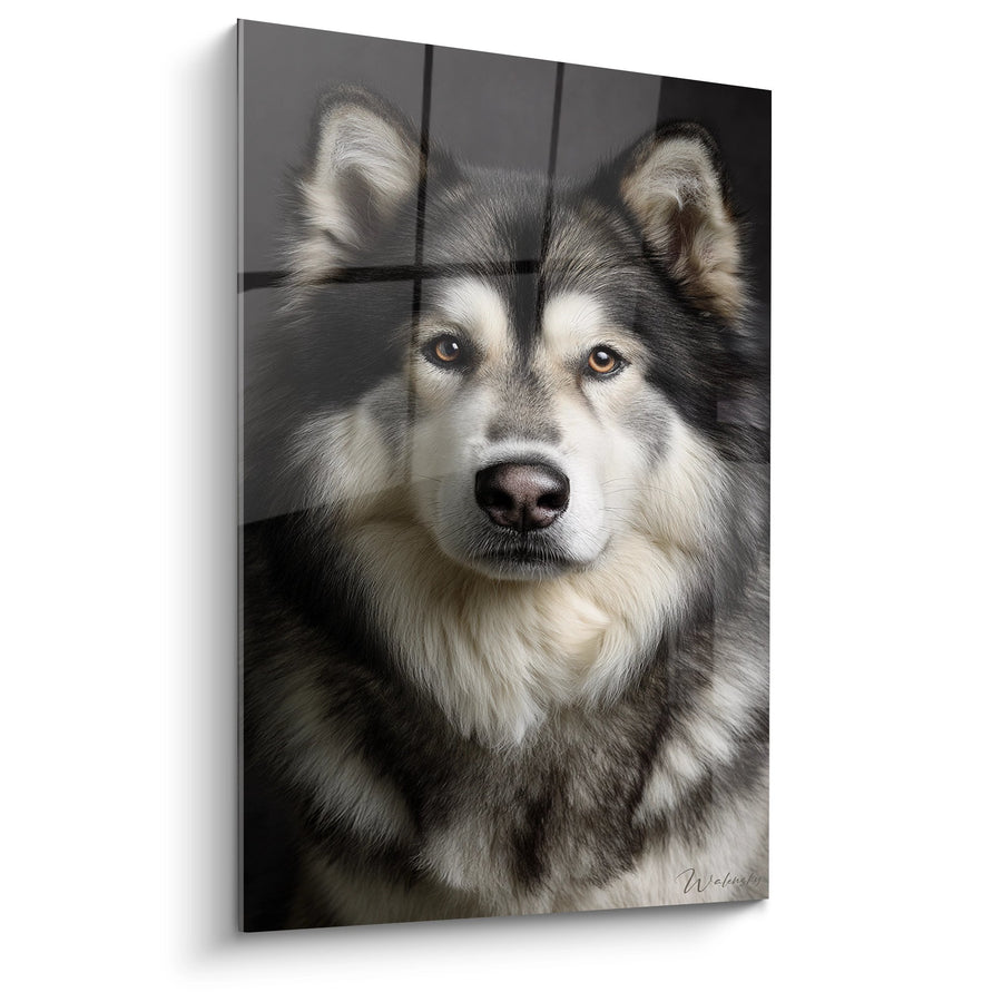 Tableau Portrait de Chien aux Yeux Ambrés - Regard Perçant - Edition Malamute Alaska
