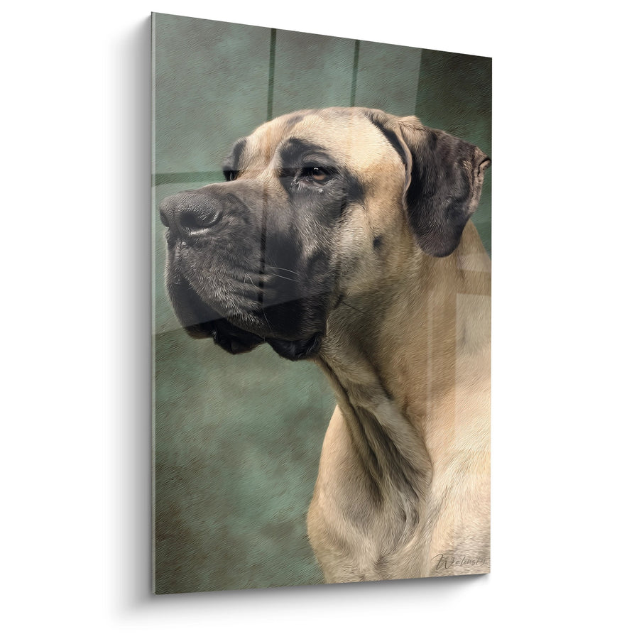 Tableau Portrait de Mastiff Anglais aux Tons Beiges et Noirs - Regard Noble - Edition Mastiff Anglais